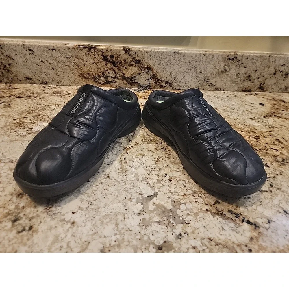 OOFOS OOcoozie Thermo Mule Men's Recovery Shoes Black & Alpine Moss Size 11.5